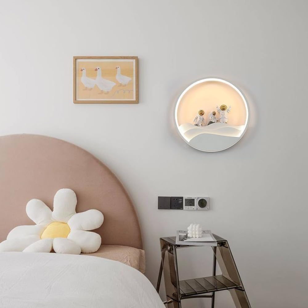 Apliques de Pared Led para Habitación Infantil Diseño de Astronauta Aplique de Pared Infantil Nordic Modern Lámpara de Pared Regulable Lámpara de Pared para Pasillo para Habitación Infantil