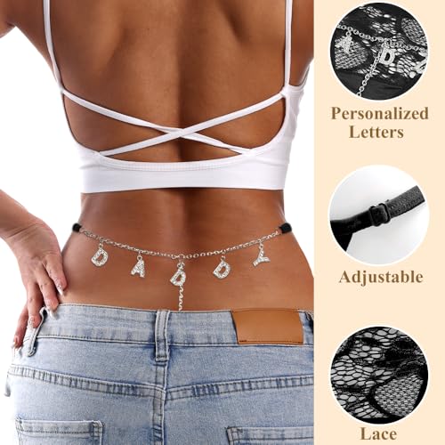 Image of Sexy Underwear for Women, Lace Thongs with Sparkling Letter Charms, Fun and Flirty Panties for Women Sexy