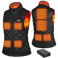 GuKKK Chaleco Calefactable, 20000mAh Chaleco con Calefacción Eléctrica USB para Mujeres Hombres, Carga Chaqueta Calefactora 9 Zonas de Calentamiento, Chaleco Térmico Ajustable con 3 Temperatura (L)