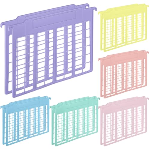 Watersay 12 Pack File and Folder Dividers 11 x 6 Inches Hanging Filing Cabinet Dividers Plastic Folder Organizer Insertable File Separators Office Filing Supplies for Organization (Pastel Color)