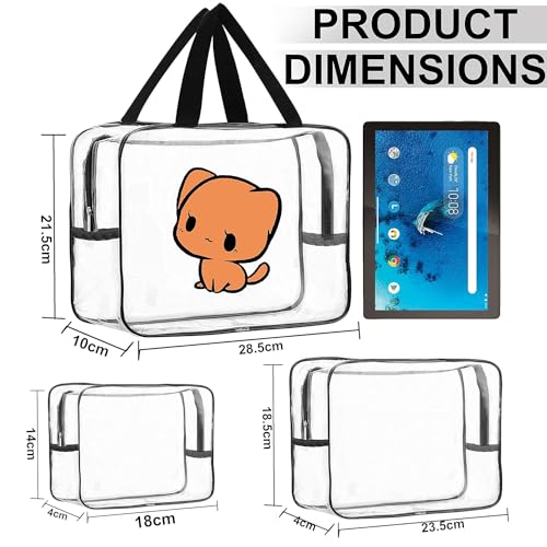 Image of Storite Set of 3 Travel Pouch Bags - Clear PVC Toiletry, Cosmetic & Storage Organizer Bags for Travel, Gym, Makeup & Daily Use Waterproof Zipper Bags