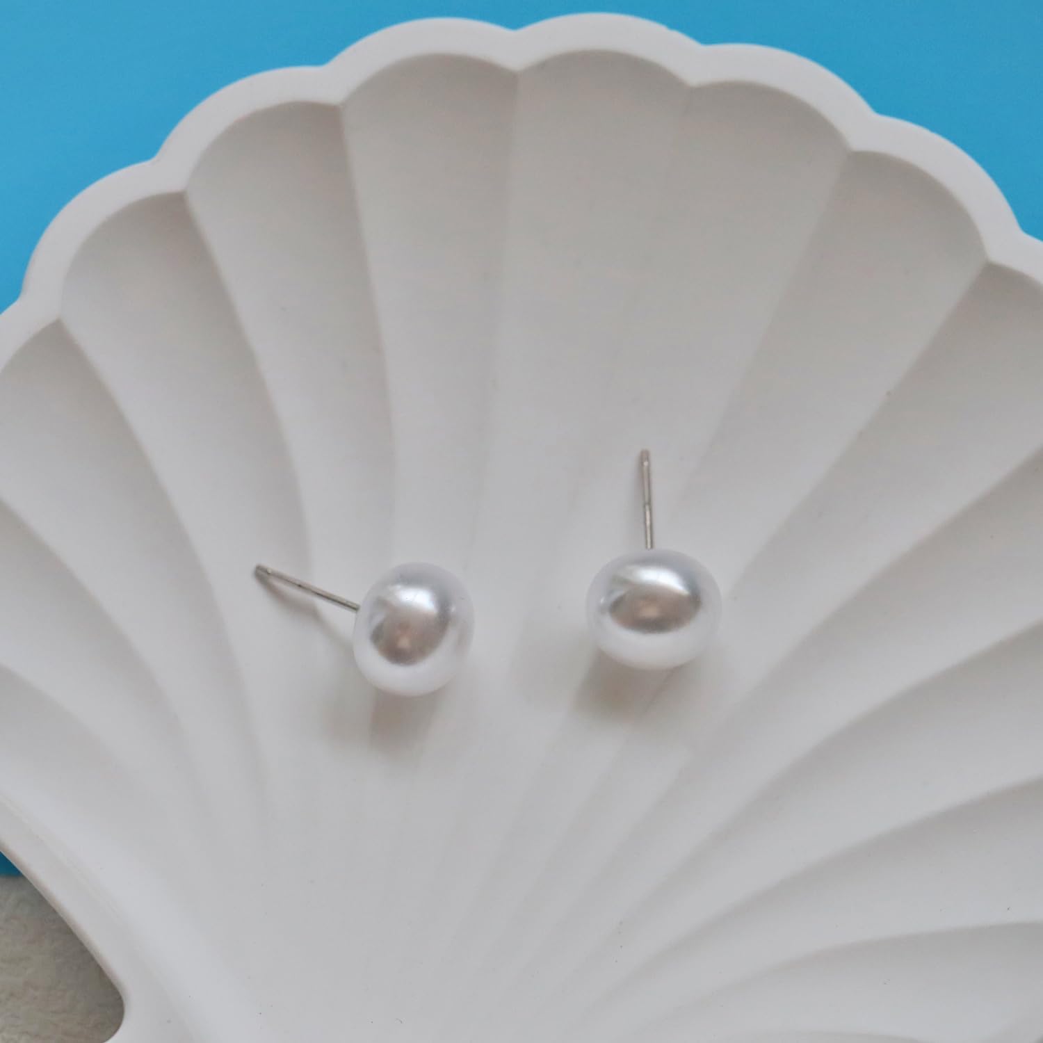 Rnivida 925 Sterling Silver Big Pearl Earrings for Women - Classic Large Simulated Pearl Ear Studs Earring, Hypoallergenic - Image 5