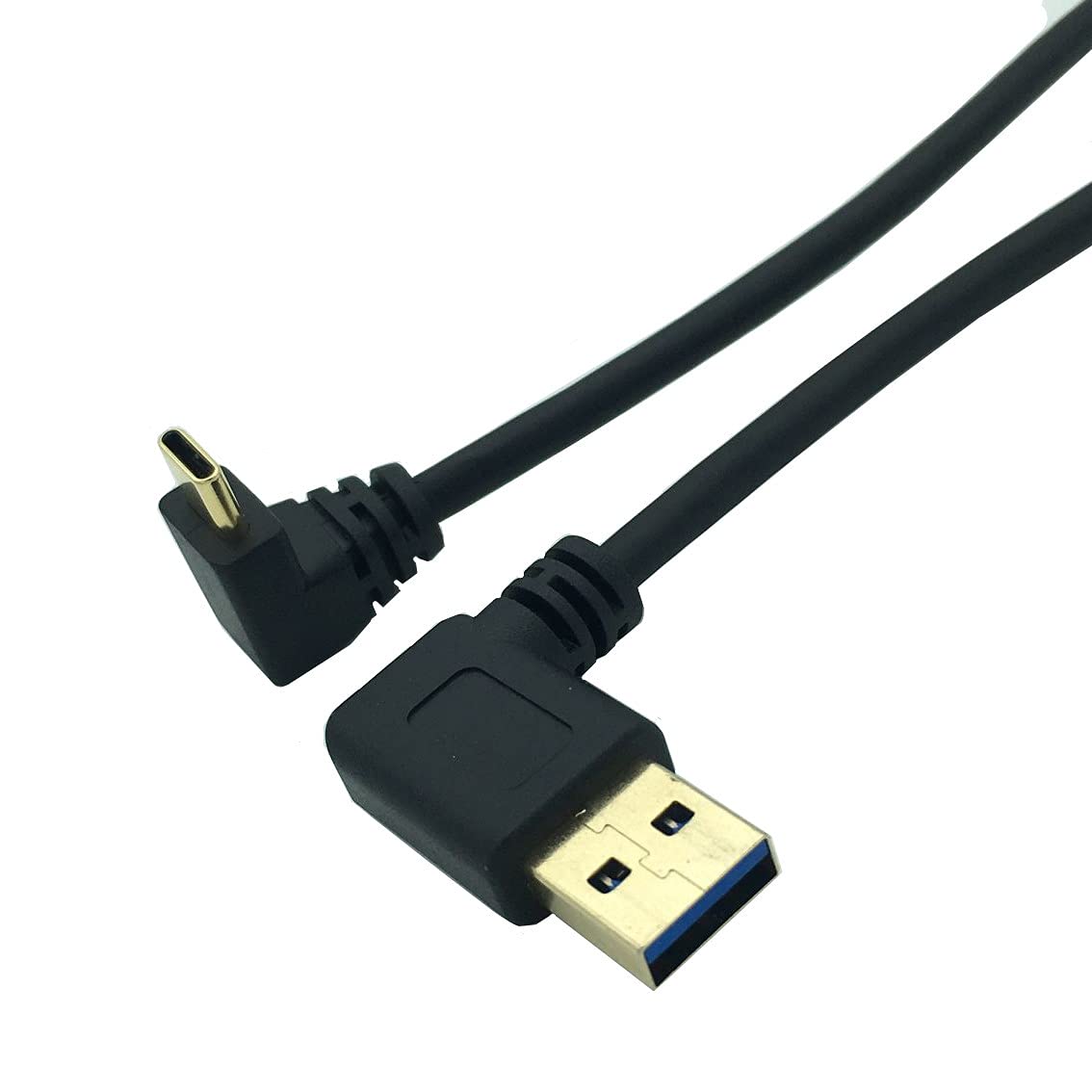 Cavo USB 3.0 A Maschio A USB-C, Angolato A Sinistra, 0,3 Metri, Intrecciato Nero - Innov8