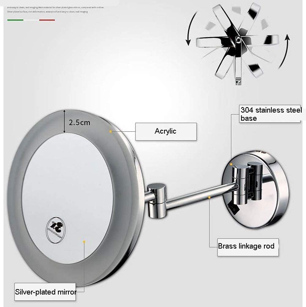 Specchio per Trucco Specchio per Trucco Specchio per Trucco per Montaggio a Parete, Specchio per Bellezza a LED Specchio per Trucco Pieghevole Specchio ingranditore con Luce per b