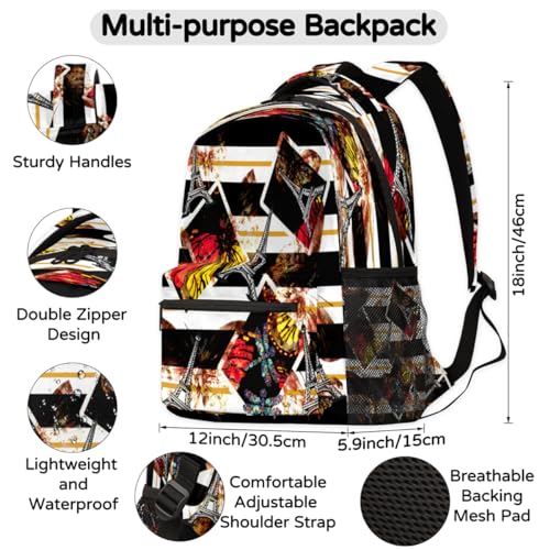 Sac à dos tour Eiffel papillon grand volume avec compartiment ordinateur