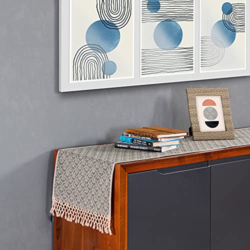 Boho Table Runner 72 Inches Long Beautiful Rustic Farmhouse Style. Traditionally Woven With 100% Cotton, Original Pattern, Knotted Tassels, Special 2-Sided In 9 Favorite Colors (Sand/Emerald) #TOP2