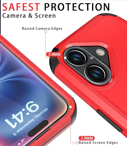 Image of Diverbox for iPhone 16 Plus Case [Shockproof] [Dropproof] [Tempered Glass Screen Protector + Camera Protectors] Heavy Duty Protection Phone Case Cover for Apple iPhone 16 Plus (Red)