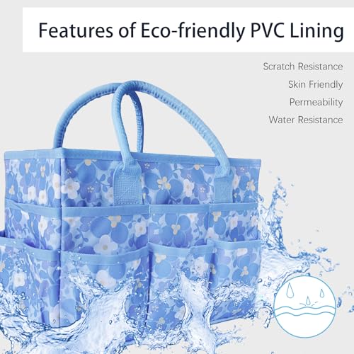 Image of Cupohus Craft Organizer Tote Bag - Art Organizer, Craft Caddy with Multiple Pockets, Large Capacity Supply Storage Bag for Sewing, Knitting, Painting, and Travel(Blue Print)