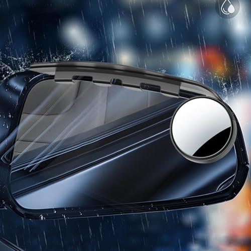 Car Blind Spot Mirror - Non-Slip Round 2-in-1, Rain Eyebrow Accessory, Rear View Safety, Driving Visibility Enhancer | Commuting Camping Offroad Trailer, Perfect for Daily Vehicle Use Convenience