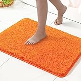 MIULEE Orange Bathroom Rugs, Soft Small Absorbent Microfiber Bath Rugs Non Slip Quick Dry Fluffy Bath Mats for Bathroom Floor Tub Showers, Machine Washable, 16x24 Inch