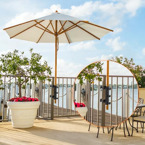 LALAGO Wytrzymały uchwyt na parasol przeciwsłoneczny, stojak na parasol, uchwyt na balustradę tarasową, regulowany zacisk parasola przeciwsłonecznego do żagli przeciwsłonecznych, pokładów, podwórza