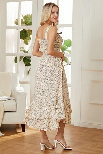 Women's Chiffon Floral Chiffon Strap Maxi Dresses Spring Summer Boho Dress Beach Vacation Travel Light Yellow 2Xl #TOP21