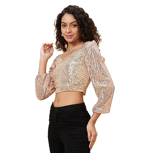 Image of Globus Women's Embellished Regular Fit Top (WPGBECOMKTOP3883- Beige