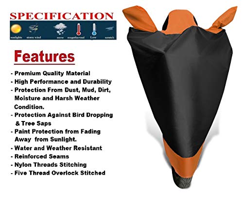 Image of Auto Hub Scooty Cover Compatible with TVS Scooty Pep Plus with Mirror Pocket, Dustproof, Heat Resistant, Triple Stitched, Pep Plus Scooty Cover- Black, Orange