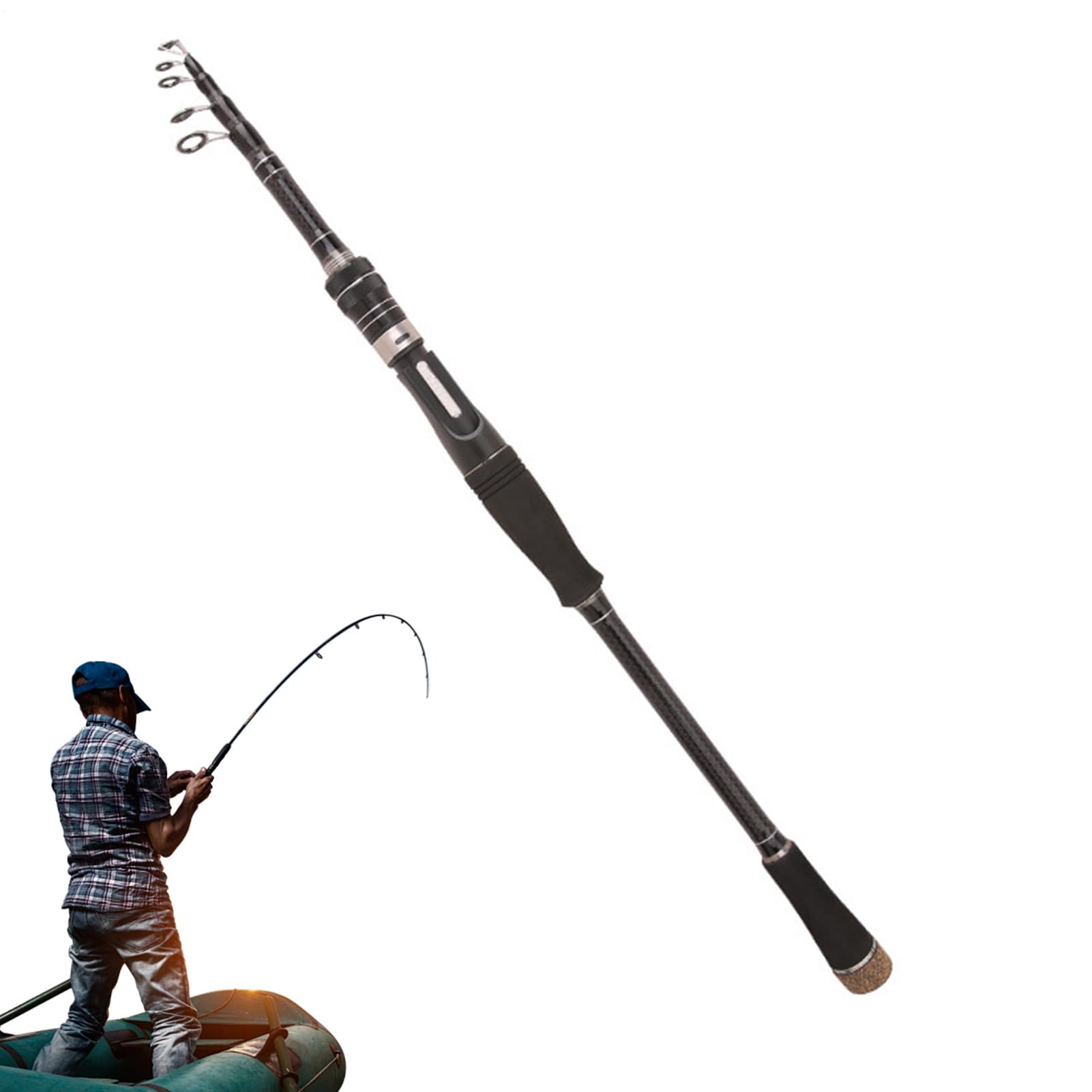Canna da pesca telescopica, canna da pesca in fibra, compatta da viaggio, impugnatura leggera in EVA, strumento di lancio durevole, canna da pesca d'acqua dolce e salata per spigola, trota, pesce