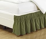 Linen Plus Elastic Bed Skirt 14' Drop Easy On/Easy Off Dust Ruffled Solid New (Sage Green, Queen-King)