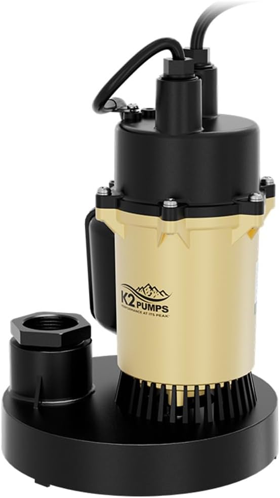 K2 Pumps SPA02501TDK 1/4 HP Cast Aluminum Direct Tethered Top Suction Sump Pump