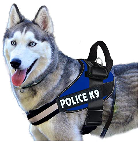 Image of 24x7 eMall Dog K9 Police Harness Dog Vest Loop Straps and Handle and Adjustable (XL- 28-38 Inch Girth, Blue)