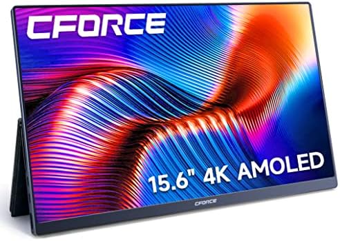 C-FORCE 15.6" Portable Monitor - OLED Laptop Monitor Travel Second Computer Screen for Photo Editing with 4K, 100% DCI-P3, 100000:1, USB C External Monitor for Laptop,PC, Mac Phone Xbox Switch PS5