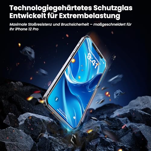 DEINODON Panzerglas für iPhone 12/12 Pro [Auto-Montage] 100% Blasenfrei – Ansicht 3