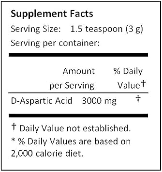 Pure D-Aspartic Acid (DAA) Powder AJI Quality Standard (500 Grams (1.1 lb))