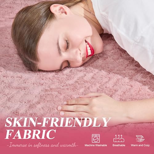 Hobestluk Bean Bag Chair Big Bean Bag Lounger for Adults Bean Bag Couch with Memory Foam Filled for Living Room, Bedroom or Balcony (Chevron Plush Pink)