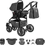 Friedrich Hugo baby's moving art Hugo Berlin3 in 1 Kombi Kinderwagen Luftreifen PCS_BERLIN-DE-AIR-GS-02 grau Luft