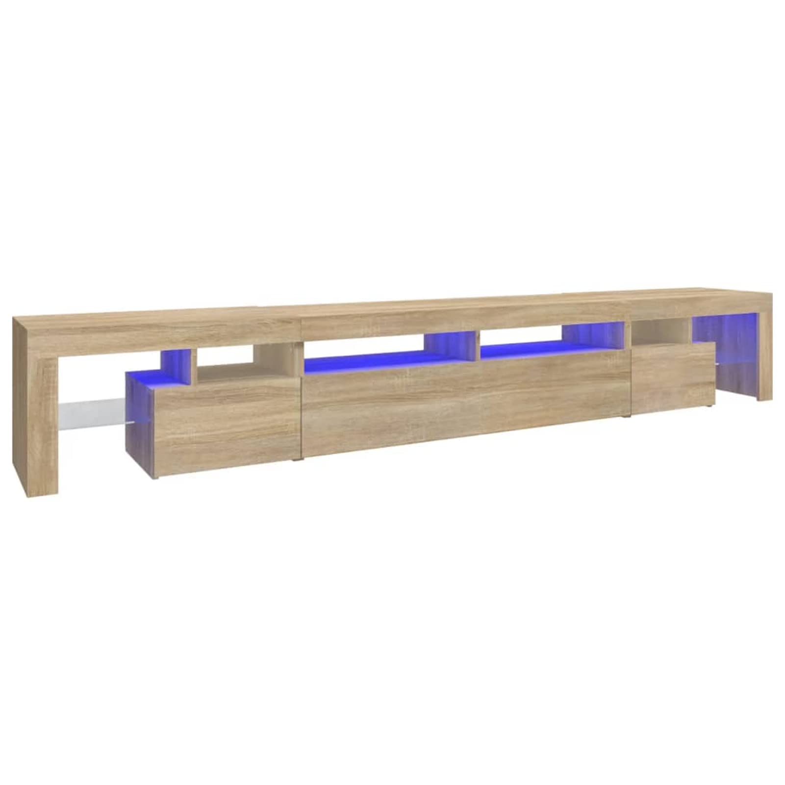 Festnight Mueble de TV con Luces LED - Soporte para TV con Estantes y Mesas - Aparador para Salón, Roble Sonoma 260 x 36.5 x 40 cm
