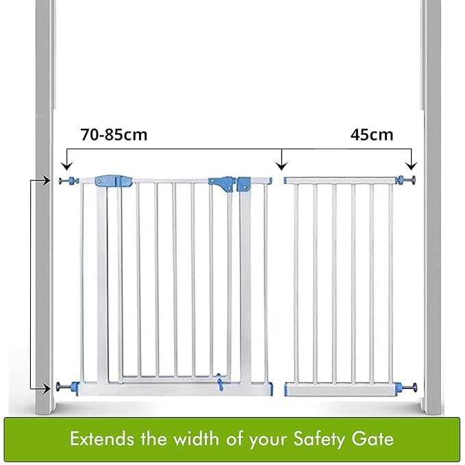 Image of Safe-O-Kid Baby Safety Gate Extension 45cm, Pressure Fit Gate Expander for Kids & Pets, Easy Tool-Free Installation for Doors, Staircases & Hallways - White