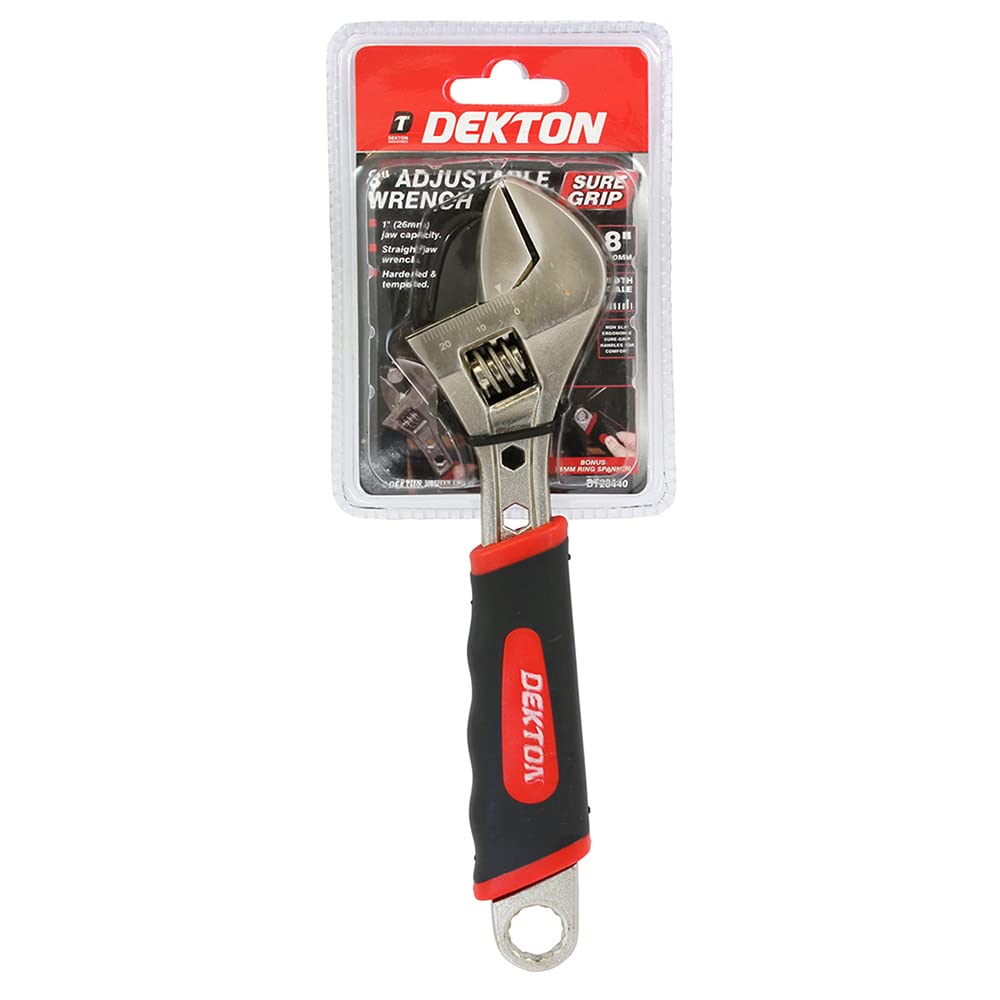 Dekton 8" Sure Grip Adjustable Spanner-1" Jaw Capacity, Silver, 8-inch - Image 2
