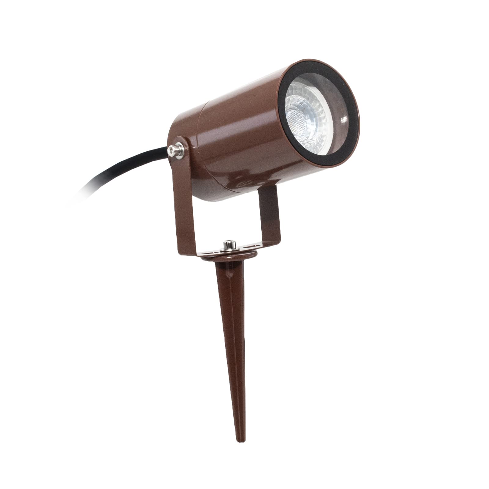 Planetitaly Faretto SPOT picchetto orientabile IP65 LED GU10 8W segnapassi bianco nero corten impermeabile luci giardino alberi 230V (Colore Corten, Senza lampada