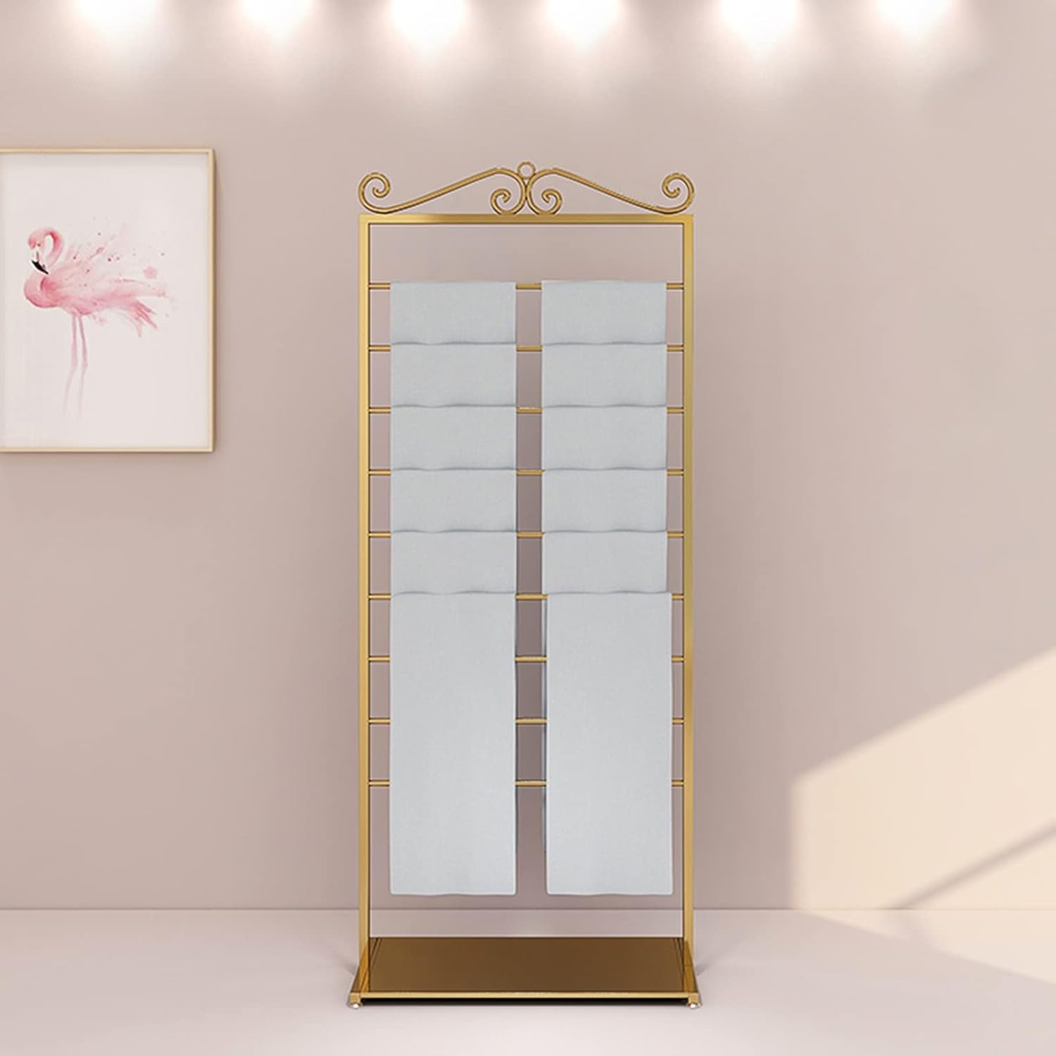 White/Gold/Black Scarves Organizer Shelf Freestanding Gift Wrapping Paper Stand, Commercial 67" Tall Towel Holder, Iron Rack for Ties Belts (Color : Black, Size : 45x40x170cm(WxDxH)) (Gold 45x4