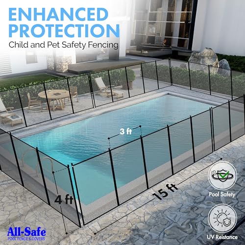 ALLSAFE Pool Fence 4Ft x 15Ft, Swimming Pool Child and Pet Safety Fencing, DIY Installation, Black - Thumbnail 2