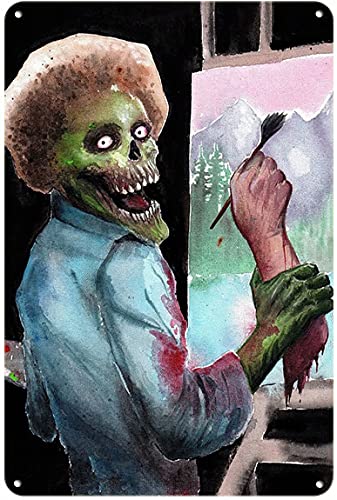 Dreacoss Retro Metal Tin Sign Zombie Horror Poster Creepy Zombie Wall Decor Novelty Sign Vintage Metal Tin Sign Wall Sign Plaque Poster for Bar Cafe Garage Home Decor Wall Decor 8x12inch