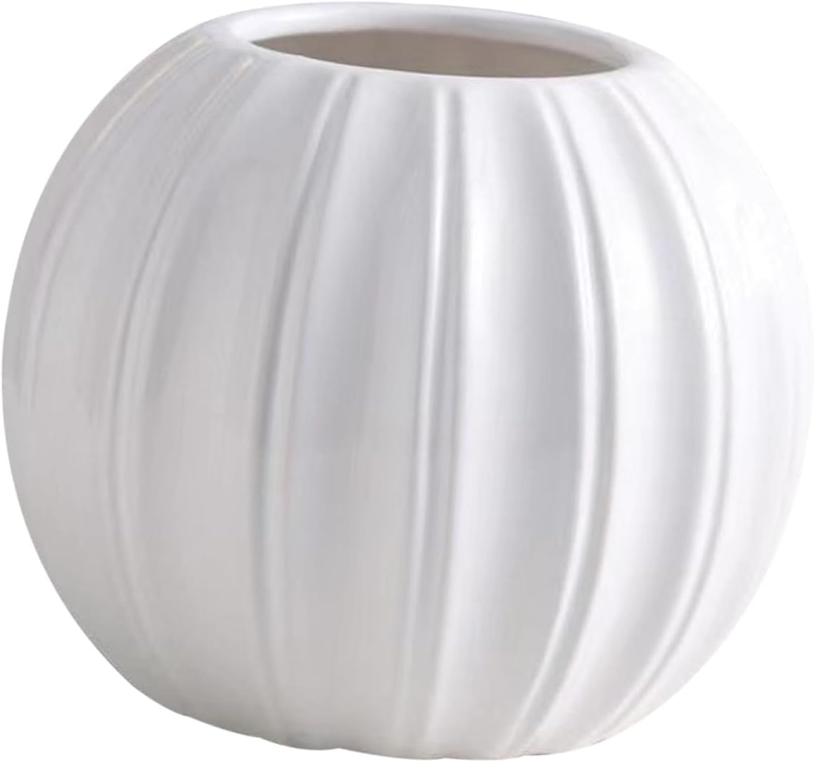 Modern Artistic Ceramic Pumpkin Vase for Dried Flowers Simple Design Decorative Floral Container for Office Home Compact Smooth Finish
