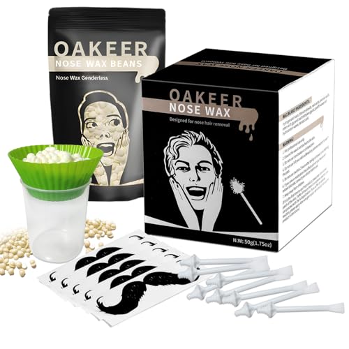 Oakeer Nose Hair Remover Kit with 30 Wax Sticks for Men and Women - 100g Nose Wax for At-Home Hair Removal