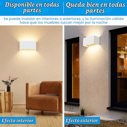 Miniatura 4 de Cwycfw 24w Apliques Pared Interior Exterior 3000k Bianco Caldo Aplique De Pared Ángulo De Haz Ajustable Aplique Pared Interior Impermeable Ip65 Blanco Aplique Exterior Pared