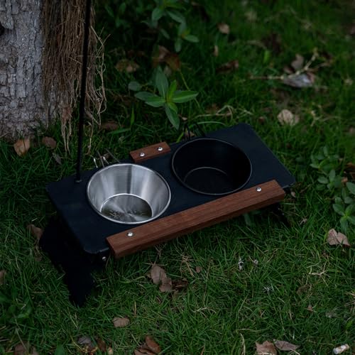Support de gamelle pour chien en métal réglable avec mât d'éclairage - 3