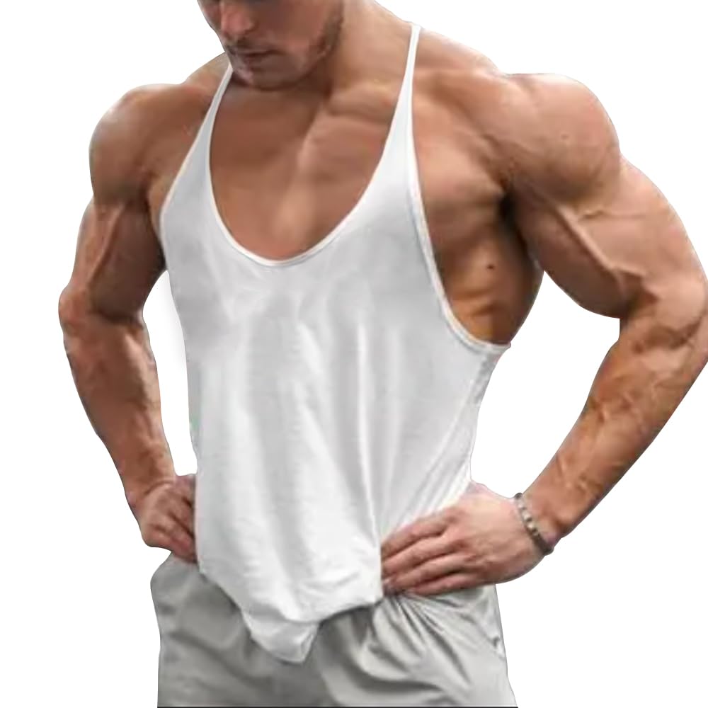 Ychnaim Muscle Gym Stringer Tank Tops para Entrenamiento Culturismo Chaleco Deportivo Racerback Algodón