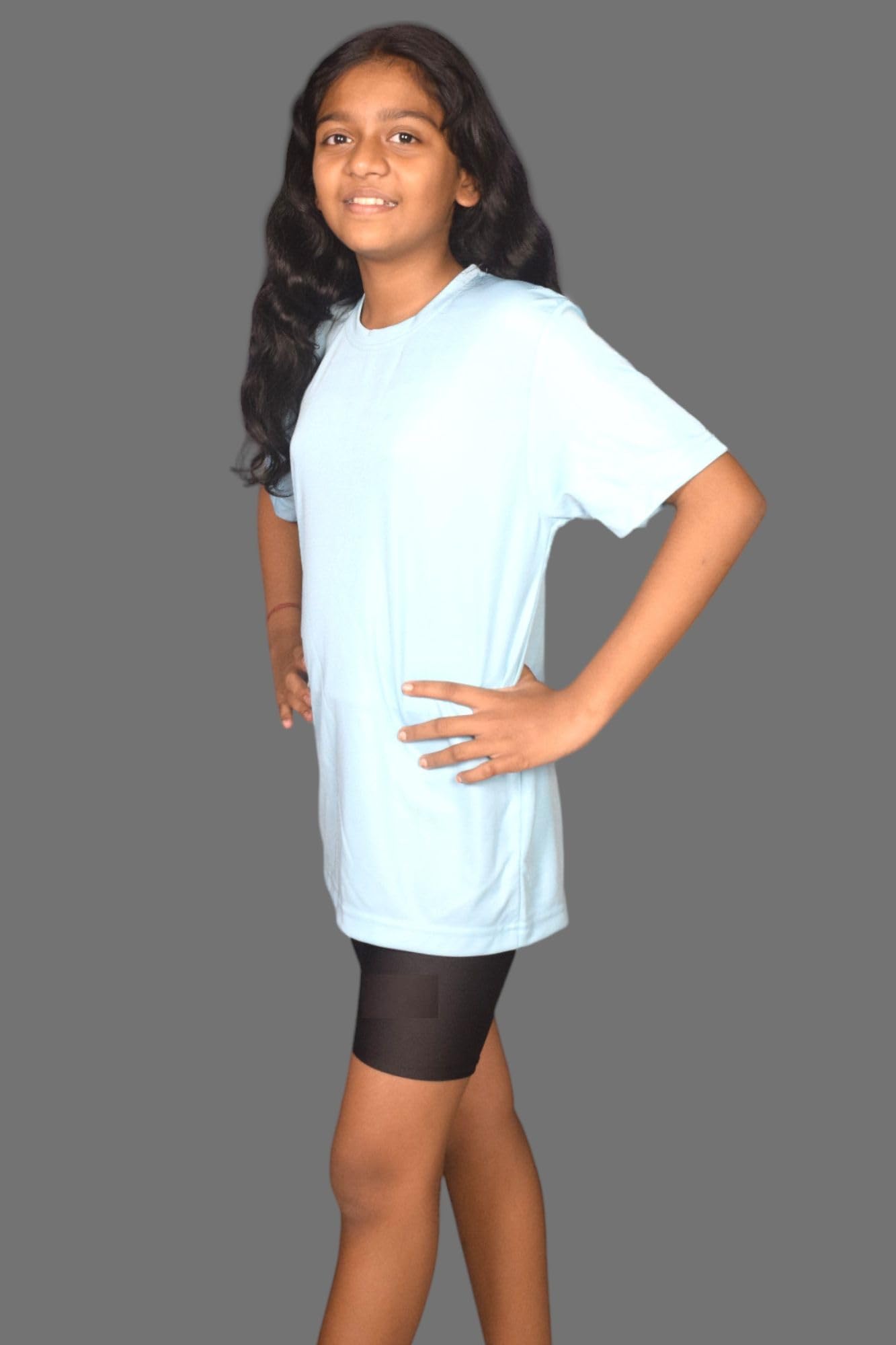 Aqua Holic Spandex Girls's Regular Fit Tights With Half Sleeves Tshirt | Adjustable, Quick Drying Set for Swimming, WaterParks, Surfing & Other Sports - Light Blue - 14-15 Years 2