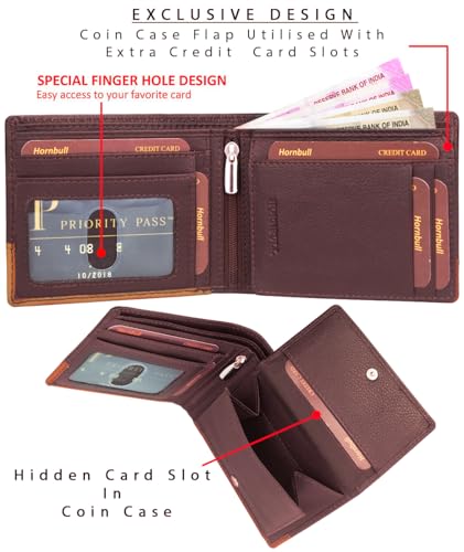 Image of HORNBULL Men's Personalized Wallet I Customized Slim Stylish Leather Purse with Name I Unique Birthday Gift for Men Boy Love Husband (Brown /Tan)