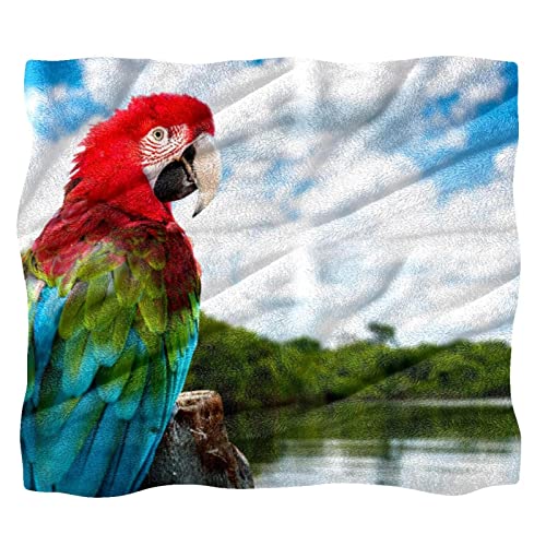 Couverture polaire douce lit plaid canapé imprimé perroquet exotique - 2