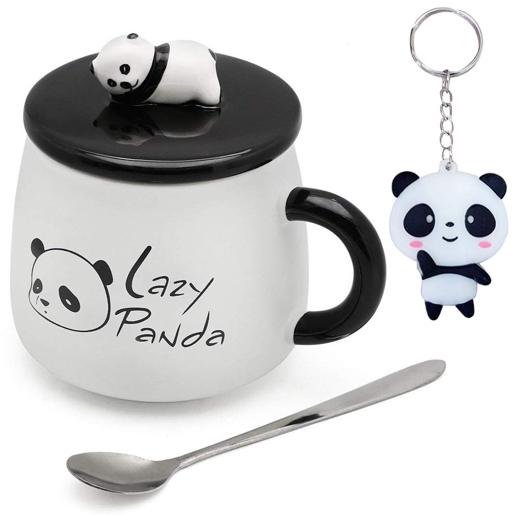 BonZeal 3D Ceramic Birthday Gift for Boys Girls Panda Mug Tea Coffee Mug Gift for Birthday Gift for Friends Mugs for Coffee Coffee Mug with Lid Gift for Son Gift for Panda Lovers 300 ml