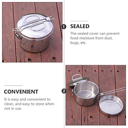 BESPORTBLE Aço Inoxidável Caixa de Almoço Bento Box 1200Ml Double- Layer Metal Recipientes Almoço