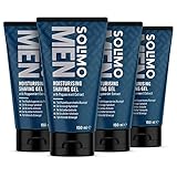 Marca Amazon - Solimo Gel de afeitar hidratante para hombres, 4 x 150ml Marca Amazon - Solimo Gel de afeitar hidratante para hombres, 4 x 150ml