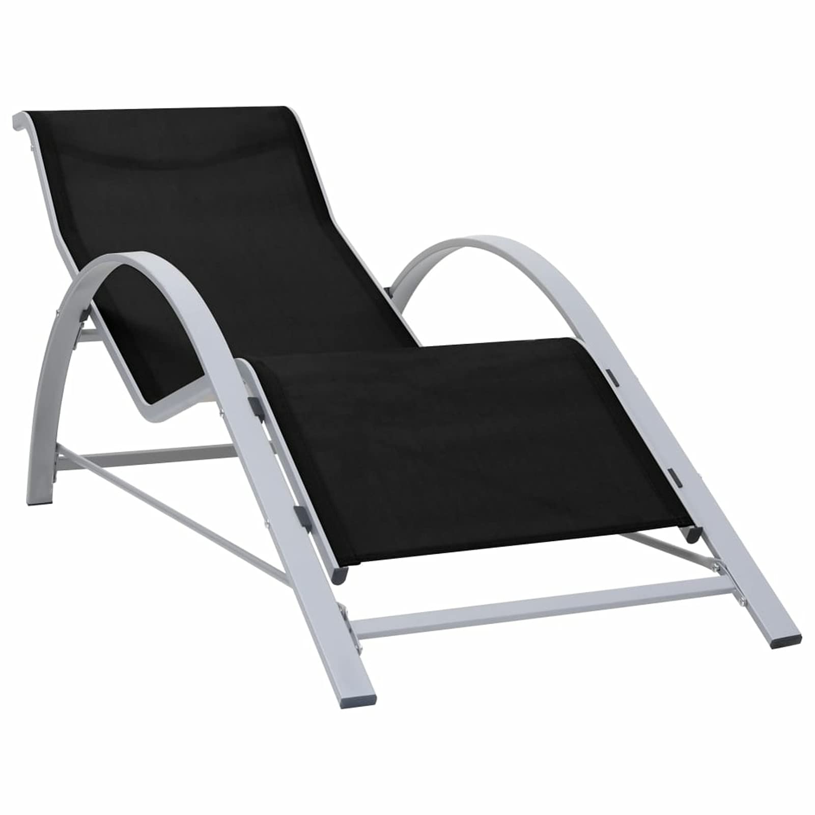 Homgoday Leżak tekstylny i aluminiowy czarny, leżak leżak, leżak ogrodowy, leżak na plażę, patio, basen i meble kempingowe