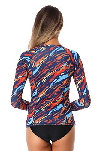 AXESEA Women Long Sleeve Rash Guard UPF 50+ UV Sun Protection Zip Front Swimsuit Shirt Printed Surfing Shirt Top4