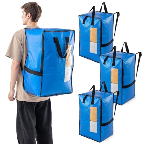 Image of TAILI 4 Pack Blue Moving Bags W /Adjustable Backpack Straps,Moving Supplies