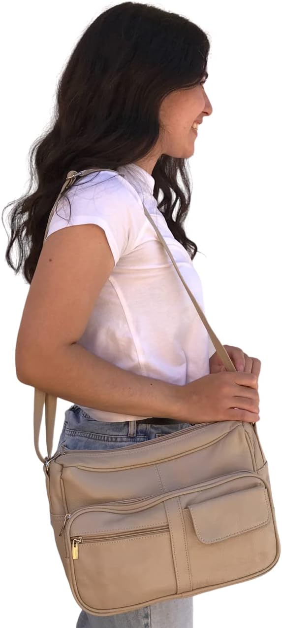 SILVERFEVER Medium Leather Handbag | Ladies Shoulder Bag | Organizer w Built in Wallet - Image 9