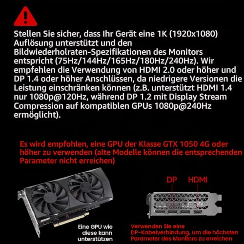 Gawfolk Gaming Monitor 32 Zoll 240Hz, Curved PC Bildschirm Full HD 1080P, Rahmenloses 1800R Gebogenes Computerbildschirm mit FreeSync und… – Ansicht 8